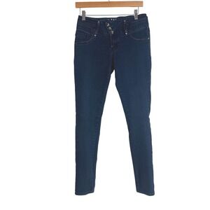 Tush Push Womens Rhinestone Embellished Skinny Jeans Dark Wash Size 9
